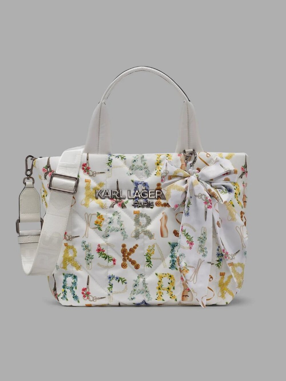 KARL LAGERFELD VOYAGE NYLON TOTE WITH BOW NWT
